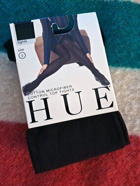 HUE Cotton Microfibre Control Top Tights, brown, sz 2